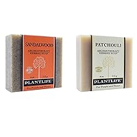 Plantlife Sandalwood Bar Soap and Patchouli Bar Soap - Moisturizing and Soothing Soap Straight from Nature