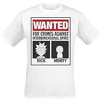 Rick and Morty T Shirt Mens | Wanted Poster White Top | Short Sleeve Cotton Tee