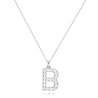 Initial Cubic Zirconia Necklace Jewelry Gifts for Girlfriend Women Adjustable Chain 18