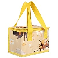 Lunch Bag Bee Floral Small Insulated Lunch Box Leakproof Tote Bag with Handle Bees Portable Reusable Cooler Meal Prep Organizer for Work Picnic Office Travel Beach Sports