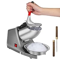 Shaved Ice Machine Snow Cone Machine Ice Crusher with Stainless Steel Blade Kitchen Electric for Shaved Ice and Snow Cone (300W 2000r/min) Also Comes with a complinentary Ice Pick