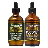 Jamaican Wild Black Rice Bran Peppermint Oil 4oz + Coconut Oil 4oz