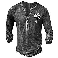 Men's Button Down Shirts Long Sleeve Outdoor Sweatshirts,Oversized Casual Henley T-Shirts 2024 Vintage Graphic Tees