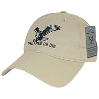 Rapiddominance Relaxed Graphic Cap with Live Free or Die, Stone