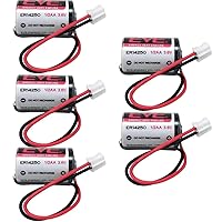 (Pack of 5) EVE ER14250 3.6V 1200mAh Lithium Battery Compatible with EVE ER14250 1/2 AA LS14250 with Plug