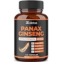 Korean Red Panax Ginseng + Ginkgo Biloba, 2800mg Highest Potency with Ashwagandha, Beetroot, Green Tea Extract, Boost Energy, Mood, Focused Strength, Enhanced Stamina Performance., 120 Capsules