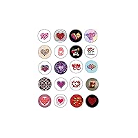 20 Pcs Valentine Hearts Retro Style Love Pinbacks for Jackets, Backpacks, etc.