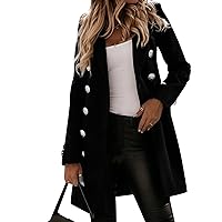 Cardigan Sweaters For Women With Hood Women's Trench Coats Notched Collar Jacket Double-Breasted Long Coat Wool Blend Over Solid Outwear Winter with Belt Coats For Women Black