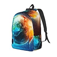 Canvas Backpack For Women Men Laptop Backpack Blue Earth In The Space Travel Daypack Lightweight Casual Backpack