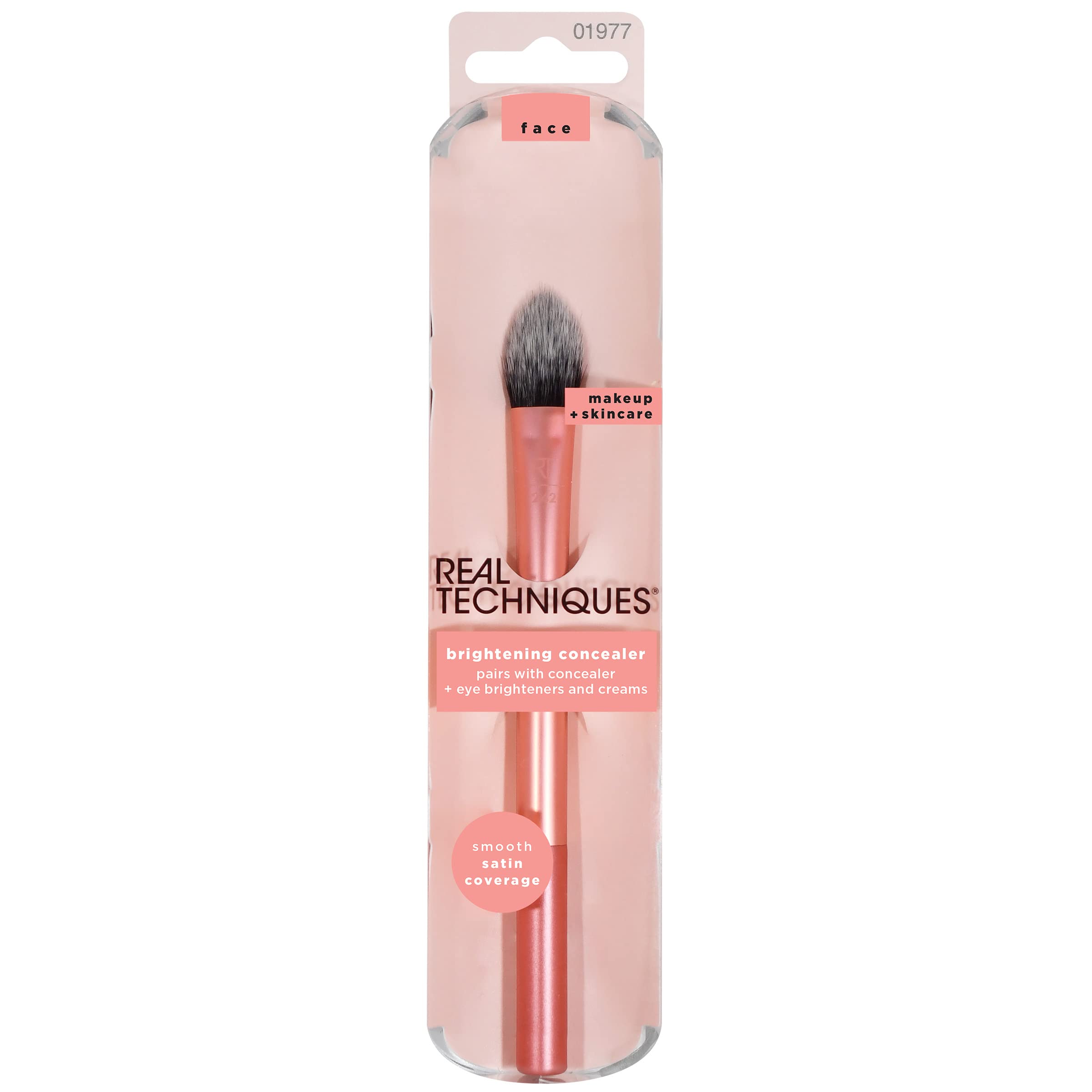 Real Techniques Brightening Concealer Makeup Brush, Kitten Paw Brush For Under Eyes, Face Brush For Eye Cream & Concealer, Covers Blemishes, Imperfections, & Dark Circles, RT 242 Brush, 1 Count