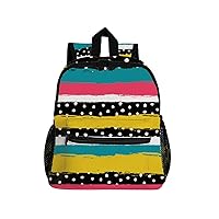 My Daily Preschool Kids Backpack, Polka Dots Pattern Striped Geometric Paint Mini Bookbag Kindergarten Nursery Bags for Boys Girls Toddler