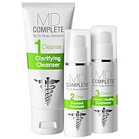 MD Complete 3-Step Professional Acne Clearing System: Salicylic Acid Cleanser, Benzoyl Peroxide Spot Treatment and Retinol Vitamin-C Complexion Correcting Serum