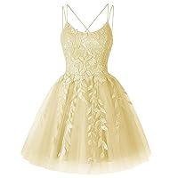 Women's Tulle Homecoming Dress Spaghetti Straps Mini Dress Short Prom Dress Cocktail Dresses for Teens