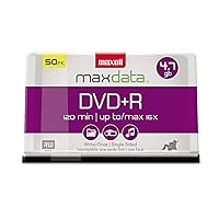 Maxell 639013 DVD+R Discs, 4.7GB, 16x, Spindle, Silver, 50/Pack