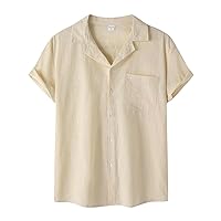 Short Sleeve Shirts for Men,Plus Size Summer Button Solid Shirt Casual Fashion Tees T Shirt Blouse Top