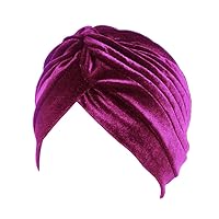 Pleated Stretch Ruffle Women's Velvet Chemo Turban Hat Wrap Cover