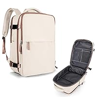coowoz Travel Backpack For Women Men Airline Approved,Carry On Backpack,Beige-Brown Large Hiking Backpack Waterproof Outdoor Sports Rucksack Casual Daypack Fit 15.6 Inch Laptop Backpack