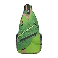 Leaves Print Cross Chest Bag Diagonally,Sling Backpack Fashion Travel Hiking Daypack Crossbody Shoulder Bag For Men Women