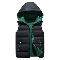 Women's Removable Hood Croped Puffy Vest Winter Full Zip Quilted Sleeveless Down Jacket Fashion Casual Waistcoat