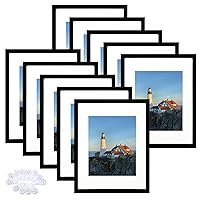 10 Pack 11x14 Picture Frame in Black, Display Pictures 8x10 with Mat or 11x14 Without Mat, Photo Frame for Wall or Tabletop Display