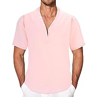 Men's Linen Shirts Satin Button Down Front Lapel Collar Solid Short Sleeve Shirt Youth Short Sleeved Lapel Shirt Top