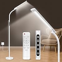 Light Therapy Lamp, UV-Free 10000 Lux Happy Therapy Light, Floor Sun Therapy Lamp with Remote & Touch Control & Adjustable Gooseneck for Reading/Office/Home