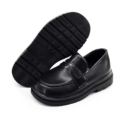 Timatego Toddler Boys Girls Oxford Shoes PU Leather Lace Up School Loafer Flats Baby Infant Uniform Dress Shoes(Toddler/Little Kid)