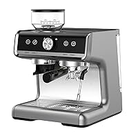 Espresso Machine With Grinder, Professional Espresso Maker With Milk Frother Steam Wand, Barista Latte Machine With Removable Water Tank for Cappuccinos or Macchiatos