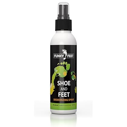 Funky Feet Foot Odor Spray - Shoe Spray Deodorizer & Odor Eliminator - No More Embarrassing Sneaker Smell - All Natural Foot Freshener with Tea Tree Oil & other Pure Odor Eaters for Shoes