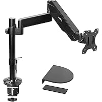 VIVO Heavy Duty Articulating Single Pneumatic Spring Arm Desk Mount, Fits Standard and Large Ultrawide 17 to 35 inch Monitor, Maximum VESA 200x100 with Reinforcement Bracket for Thin, Glass Table Tops