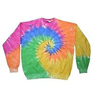 Tie Dye Crew Neck Fleece Pastel Colours Sweatshirt Adult S-3XL Long Sleeve (Medium) Multicolor