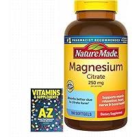 Nature Made Magnesium Citrate 250 mg Dietary Supplement,180Count Softgels+Better Guide Vitamins Supplements Book Free Include Cannot BE Sold Separately