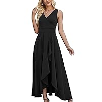 Women Formal Dresses,Evening Gowns for Women,Long Wedding Guest Party Sleeveless Prom Homecoming V Neck Dress