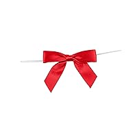 Reliant Ribbon 5171-06503-2X1 Satin Twist Tie Bows - Small Bows, 5/8 Inch X 100 Pieces, Red