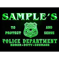 ADVPRO Name Personalized Custom Police Station Badge Bar Beer Neon Sign Green 24x16 inches st4s64-tk-tm-g