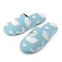 White Swans Men's Cotton Slippers Casual House Shoes Warm Closed Toe Slippers Cozy Bedroom Slippers