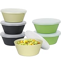 shopwithgreen Plastic Cereal Bowls with Dust-Proof Lid, Resuable Bowls for Kitchen, Set of 6, Microwave and Dishwasher Safe, for Soup, Oatmeal, Ramen, RV, Camping, Kids, College Dorm Room, 24 OZ