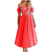 2021 Womens Polka Dot Wedding Dresses Long Sleeve Lace Bridal Gowns Boho Sheer Mesh Evening Formal Gowns Cocktail Party Maxi Dress Red