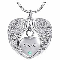 Heart Cremation Urn Necklace for Ashes Urn Jewelry Memorial Pendant with Fill Kit and Gift Box - Always on My Mind Forever in My Heart for uncel(December)