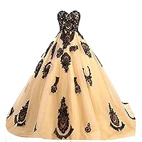 Strapless Quinceanera Dresess Lace Applique Wedding Dresses for Women
