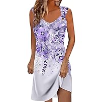 Dresses for Women 2024 Casual Summer Fashion Striped Printed Beach Dress Pullover Sleeveless Dresses