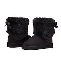 Weestep Girls Toddler Little Kid Warm Fur Winter Ankle Flat Snow Boot(6 Toddler, Fur Black)