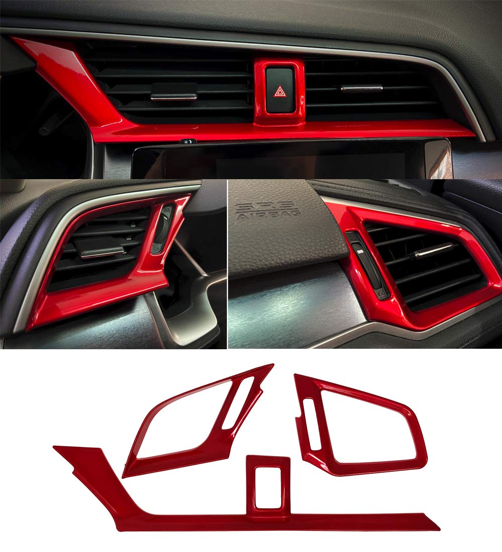 GZXinWei Red Dashboard Air Vent Outlet Cover Trim Interior Frame Panel Sticker for Honda 10th Gen Civic 2016 2017 2018 2019 2020 2021