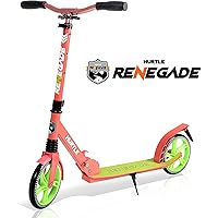 Hurtle Compact Kick Scooter for Teens - Folding Stand Kick Scooters w/ Adjustable Height, Alloy Anti-Slip Deck, 8” Wheels, Mud Guard Front Wheel, For Kids, Boys/Girls 8+ Year-Old