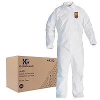 KleenGuard™A40 Liquid and Particle Protection Coveralls, REFLEX Design, Zip Front, Elastic Wrists & Ankles, White, X-Large, 25 Coveralls / Case