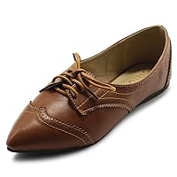 Ollio Womens Ballets Shoes Flats Pointed Toe Oxford 1M1818