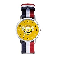 Cute Bee Women's Watch with Braided Band Classic Quartz Strap Watch Fashion Wrist Watch for Men