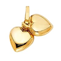 14k Yellow Gold Polished Double Heart Charm Pendant - Height 8 MM Width 20 MM