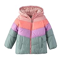 OshKosh B'Gosh Girls' Perfect Colorblocked Heavyweight Jacket Coat (7/8, Pastel Multicolor)