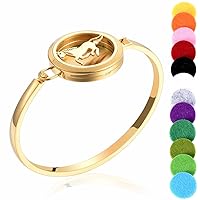 30mm Essential Oil Diffuser Bracelet, Stainless Steel Aromatherapy Locket Bracelets Leather Band with 12 Color Pads Jewelry Gift Set for Girls Women